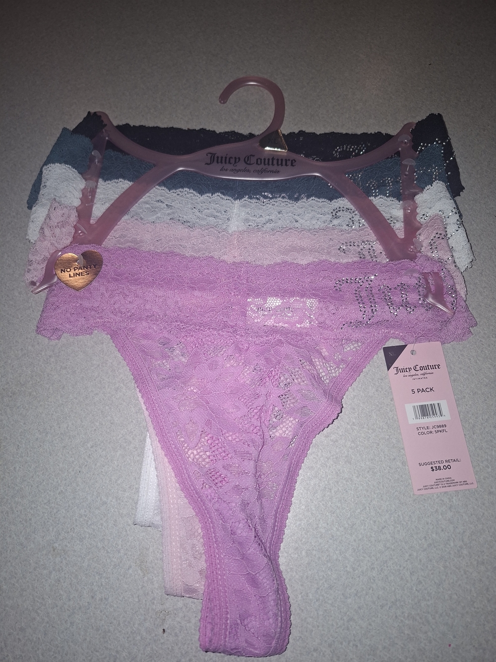 Juicy Couture Women’s Lace Thong 5-Pack - Pink Mix
